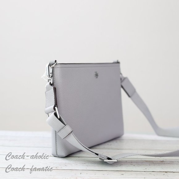 NWT Tory Burch Blake Swingpack Leather Crossbody Bag in Bay Gray - Picture 4 of 11